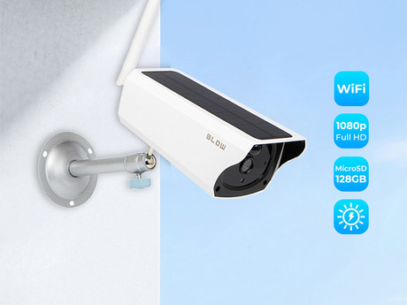 EOL - BLOW H-492 IP kamera, WiFi, Super HD 2MP, baterija, solarni panel, IR nočno snemanje, senzor gibanja, aplikacija, bela