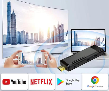BYINTEK S96 TV Stick medijski predvajalnik, 4K Ultra HD, Android, 2GB RAM, 16GB ROM, Dual WiFi, HDR10+, HDMI, deljenje zaslona, microSD, + daljinski upravljalnik, črn