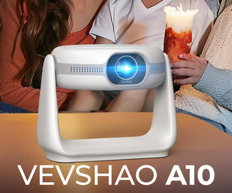 BYINTEK VEVSHAO A10 prenosni LED projektor, Android, WIFI 6, Bluetooth, 380 ANSI lumnov, zvočnik, samodejni fokus, deljenje zaslona, max 4K UHD, USB / HDMI / AUX, +daljinec