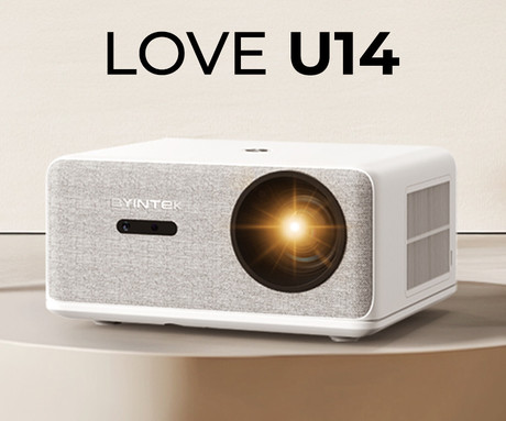 BYINTEK LOVE U14 prenosni LED projektor, Android, WIFI 6, Bluetooth, 1250 ANSI lumnov, STEREO zvočniki, samodejni fokus, deljenje zaslona, max 4K UHD, USB / HDMI / AUX / RJ-45, +daljinec