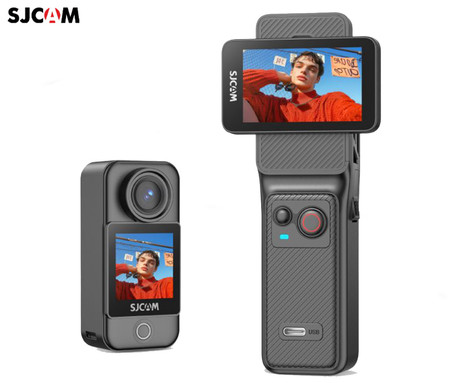 SJCAM C400 akcijska športna kamera, 4K Ultra HD, dvojni zaslon, vrtljiv zaslon, 6-osna stabilizacija, 2x polnilna baterija, 154° snemalni kot, Dual WIFI, vodoodpornost, aplikacija, +dodatki, črna