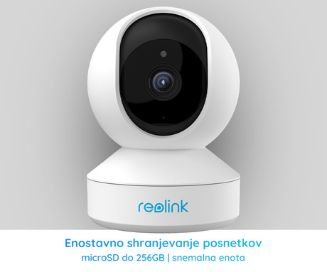 Reolink E330 IP kamera, 4MP Super HD, WiFi, vrtenje in nagibanje, IR nočno snemanje, predsnemanje, aplikacija, dvosmerna komunikacija, bela