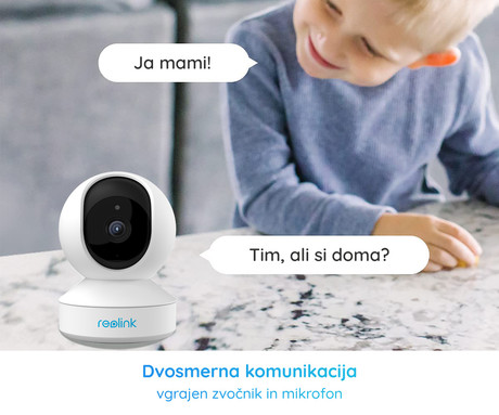 Reolink E330 IP kamera, 4MP Super HD, WiFi, vrtenje in nagibanje, IR nočno snemanje, predsnemanje, aplikacija, dvosmerna komunikacija, bela