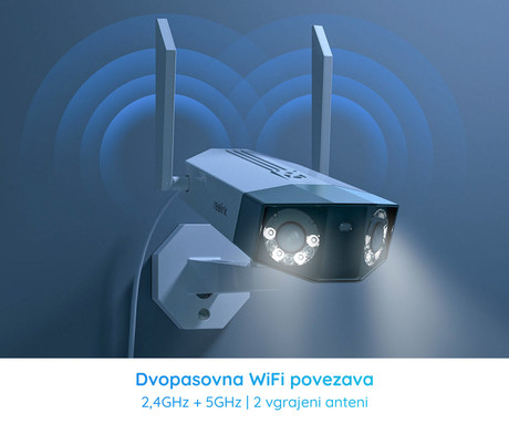 Reolink DUO W730 IP kamera, dva objektiva, 4K 8MP Ultra HD, Dual WiFi, 180° snemalni kot, IR nočno snemanje, LED reflektorji, aplikacija, IP66 vodoodpornost, dvosmerna komunikacija, bela