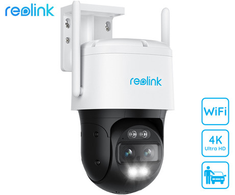 Reolink TrackMix W760 IP kamera, WiFi, dva objektiva, 4K Ultra HD, vrtenje in nagibanje, IR nočno snemanje, LED reflektorji, aplikacija, vodoodporna, dvosmerna komunikacija, bela