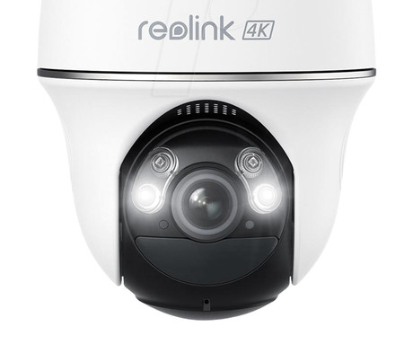 Reolink ARGUS B440 IP kamera, 4K 8MP Ultra HD, Dual WiFi, baterija, vrtenje in nagibanje, IR nočno snemanje, LED reflektorji, aplikacija, vodoodporna, dvosmerna komunikacija, bela