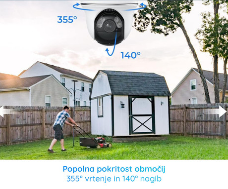 Reolink ARGUS B440 IP kamera, 4K 8MP Ultra HD, Dual WiFi, baterija, vrtenje in nagibanje, IR nočno snemanje, LED reflektorji, aplikacija, vodoodporna, dvosmerna komunikacija, bela