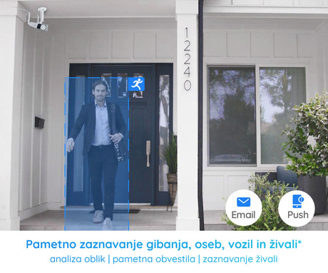 Reolink DUO B750 IP kamera, dva objektiva, 2K 6MP Quad HD, Dual WiFi, baterija, 180° snemalni kot, barvno nočno snemanje, LED reflektorji, aplikacija, IP66 vodoodpornost, dvosmerna komunikacija, bela