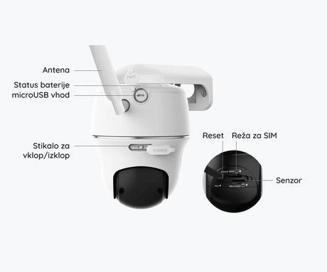 Reolink GO G430 IP kamera, 2K Super HD, 4G LTE, baterija, vrtenje in nagibanje, IR nočno snemanje, 10x digitalni ZOOM, aplikacija, IP64 vodoodpornost, dvosmerna komunikacija, bela