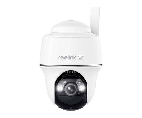 Reolink GO G440 IP kamera, 4K 8MP Ultra HD, 4G LTE, baterija, vrtenje in nagibanje, IR nočno snemanje, LED reflektor, aplikacija, IP64 vodoodpornost, dvosmerna komunikacija, bela