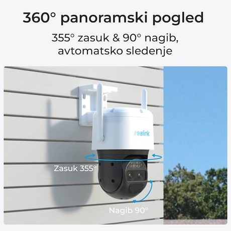 Reolink TRACKMIX G770 IP kamera, 4K 8MP Ultra HD, 4G LTE, baterija, vrtenje in nagibanje, dva objektiva, barvno nočno snemanje, LED reflektorji, aplikacija, vodoodpornost, dvosmerna komunikacija, bela