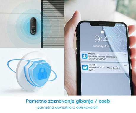 Reolink DOORBELL D340P pametni video zvonec, 2K+, PoE, nočno snemanje, zaznavanje gibanja, aplikacija, dvosmerna komunikacija, vodoodpornost