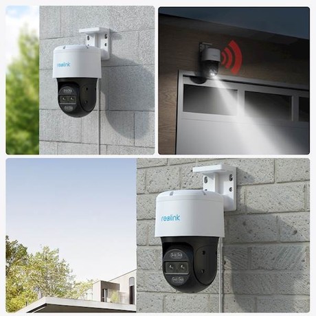 Reolink TRACKMIX P760 IP kamera, 4K 8MP Ultra HD, PoE, vrtenje in nagibanje, dva objektiva, barvno nočno snemanje, LED reflektorji, aplikacija, IP65 vodoodpornost, dvosmerna komunikacija, bela