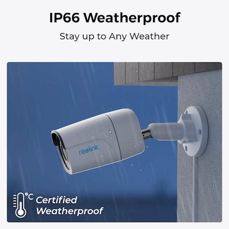 Reolink P320 IP kamera, 5MP Super HD, PoE, Night Vision nočno snemanje, aplikacija, IP66 vodoodpornost, dvosmerna komunikacija, bela