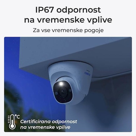 Reolink P334 IP kamera, 4K 8MP Ultra HD, PoE, barvno nočno snemanje, LED reflektor, aplikacija, IP67 vodoodpornost, dvosmerna komunikacija, bela