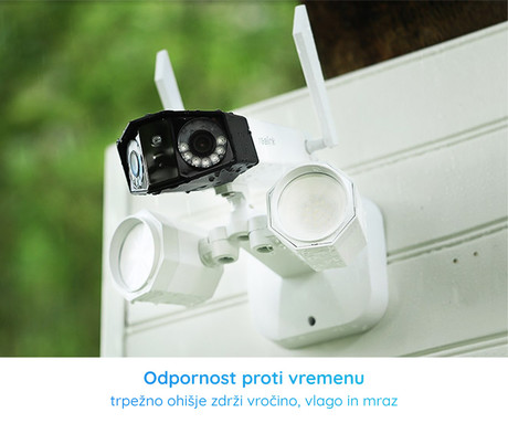 Reolink FLOODLIGHT F750W IP kamera, dva objektiva, 4K 8MP Ultra HD, WiFi, 180° snemalni kot, IR nočno snemanje, LED reflektorji, aplikacija, IP66 vodoodpornost, dvosmerna komunikacija, bela