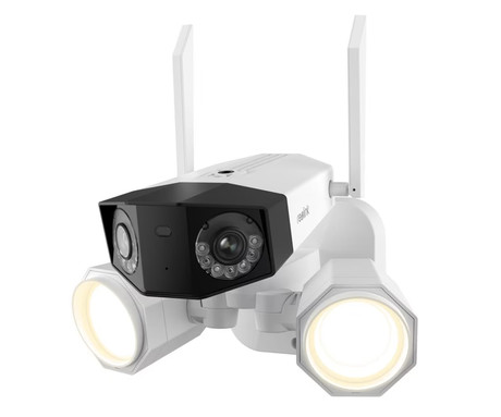 Reolink FLOODLIGHT F750W IP kamera, dva objektiva, 4K 8MP Ultra HD, WiFi, 180° snemalni kot, IR nočno snemanje, LED reflektorji, aplikacija, IP66 vodoodpornost, dvosmerna komunikacija, bela