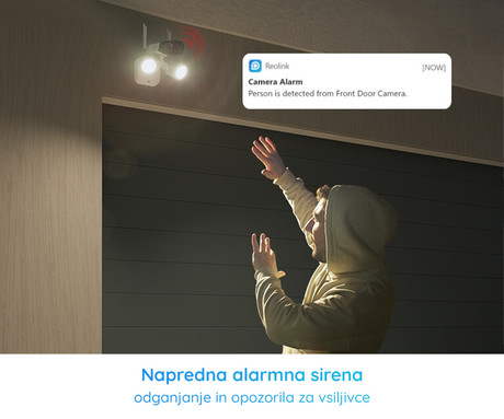 Reolink FLOODLIGHT F750W IP kamera, dva objektiva, 4K 8MP Ultra HD, WiFi, 180° snemalni kot, IR nočno snemanje, LED reflektorji, aplikacija, IP66 vodoodpornost, dvosmerna komunikacija, bela