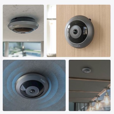 Reolink FISHEYE W520 IP kamera, žična, 360°, dual Wi-Fi, 6MP Super HD, dvosmerna komunikacija, IR nočno snemanje, siva