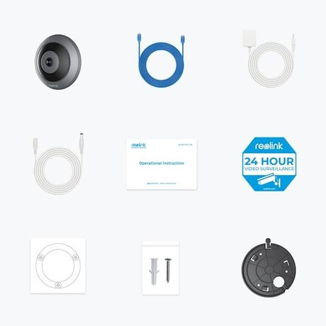 Reolink FISHEYE W520 IP kamera, žična, 360°, dual Wi-Fi, 6MP Super HD, dvosmerna komunikacija, IR nočno snemanje, siva