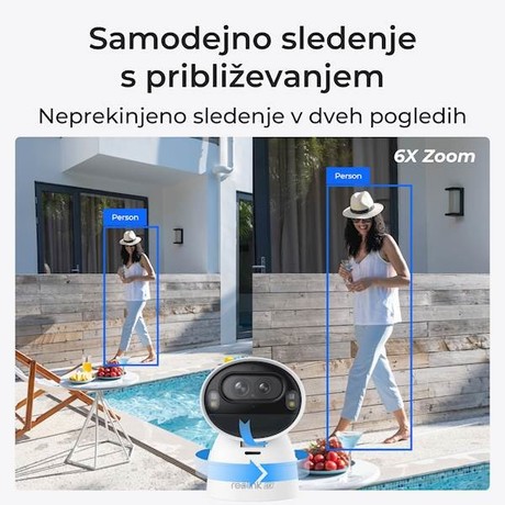 Reolink ARGUS B730 IP kamera, 4K 8MP Ultra HD, Dual WiFi, 4800mAh baterija, vrtenje in nagibanje, barvno nočno snemanje, LED reflektorji, aplikacija, vodoodpornost, dvosmerna komunikacija, bela