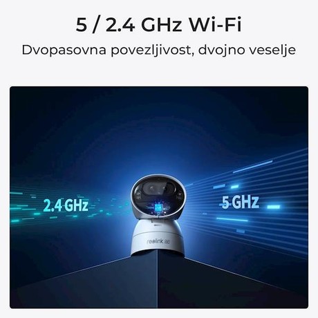 Reolink ARGUS B730 IP kamera, 4K 8MP Ultra HD, Dual WiFi, 4800mAh baterija, vrtenje in nagibanje, barvno nočno snemanje, LED reflektorji, aplikacija, vodoodpornost, dvosmerna komunikacija, bela