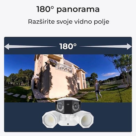 Reolink FLOODLIGHT F750P IP kamera, 4K 8MP Ultra HD, PoE, 180° snemalni kot, dva objektiva, barvno nočno snemanje, LED reflektorji, aplikacija, IP66 vodoodpornost, dvosmerna komunikacija, bela