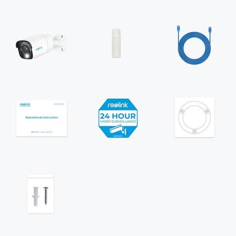 Reolink P340 IP kamera, 12MP Ultra HD, PoE, barvno nočno snemanje, LED reflektor, aplikacija, IP67 vodoodpornost, dvosmerna komunikacija, bela
