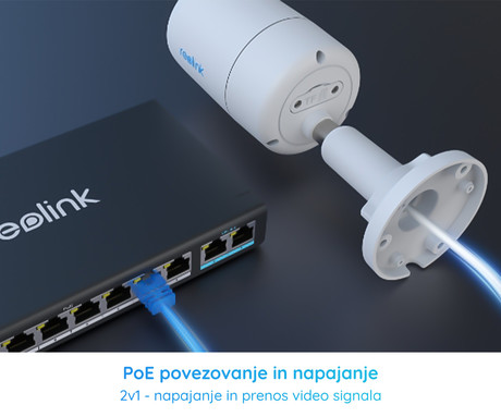 Reolink RLC-81MA IP kamera, dva objektiva, 4K 8MP Ultra HD, PoE, barvno nočno snemanje, LED reflektorji, aplikacija, IP66 vodoodpornost, dvosmerna komunikacija, bela