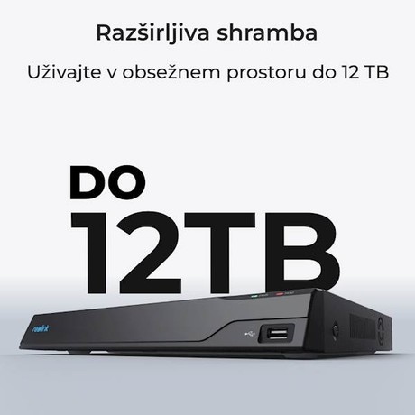 Reolink NVS8-12MD4 varnostni komplet, 1x NVS snemalna enota (2TB) + 4x IP kamera, 4K 12MP Ultra HD+, PoE, barvno nočno snemanje, LED reflektor, aplikacija, IP67, dvosmerna komunikacija