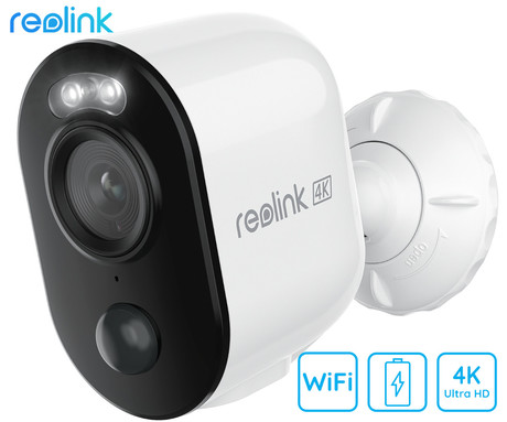 Reolink ARGUS 3 ULTRA IP kamera, 4K 8MP Ultra HD, Dual WiFi, baterija, barvno nočno snemanje, LED reflektorji, aplikacija, vodoodporna, dvosmerna komunikacija, bela