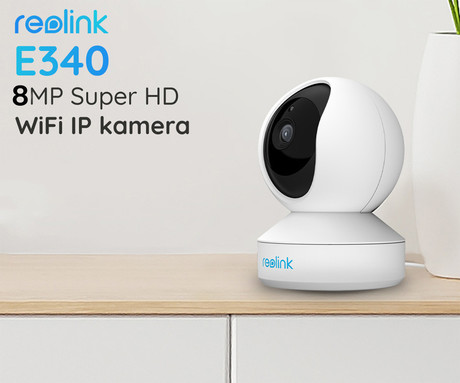 Reolink E340 IP kamera, 8MP 4K Ultra HD, WIFI 6, 355° vrtenje, 50° nagibanje, 3x optični ZOOM, samodejno sledenje, AI zaznavanje, Night Vision, aplikacija, dvosmerna komunikacija, pametni alarm, bela