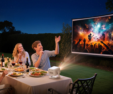 BYINTEK UFO U90 MAX prenosni 4LED DLP projektor, Android TV, Dual WIFI, Bluetooth, polnilna baterija, 700 ANSI lumnov, samodejni fokus, STEREO zvočniki, max 4K UHD, USB / HDMI / AUX, +daljinec, bel