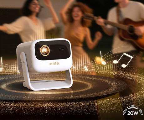 BYINTEK UFO U90 MAX prenosni 4LED DLP projektor, Android TV, Dual WIFI, Bluetooth, polnilna baterija, 700 ANSI lumnov, samodejni fokus, STEREO zvočniki, max 4K UHD, USB / HDMI / AUX, +daljinec, bel