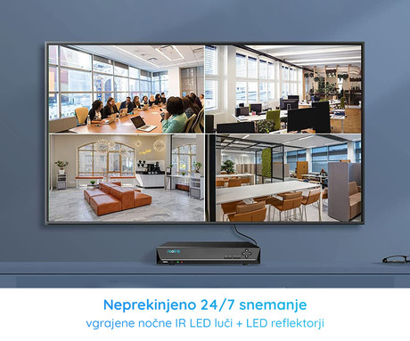 EOL - Reolink RLK8-1200B4-A varnostni komplet, 1x NVR snemalna enota (2TB) + 4x IP kamere B1200, zaznavanje gibanja, 4K Ultra HD+, IR LED, dvosmerna komunikacija, aplikacija, IP66