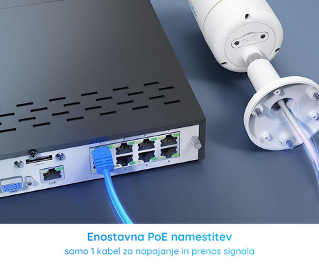 EOL - Reolink RLK8-1200B4-A varnostni komplet, 1x NVR snemalna enota (2TB) + 4x IP kamere B1200, zaznavanje gibanja, 4K Ultra HD+, IR LED, dvosmerna komunikacija, aplikacija, IP66