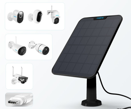Reolink SOLARNI PANEL 2, 6W, solarno napajanje kamer serije Argus / Go / Duo / TrackMix, 4m kabel, USB Type-C, črn