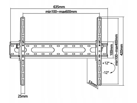 BLOW 76-879 nosilec za TV sprejemnik 37"-99", do 12° naklona, do 45kg, VESA standard do 600x400mm, jeklo