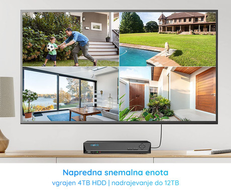 Reolink RLK16-800B8-A varnostni komplet, 1x NVR snemalna enota (4TB) + 8x IP kamera B800, zaznavanje gibanja / oseb / vozil, 4K Ultra HD, IR LED luči, snemanje zvoka, aplikacija, IP66 vodoodpornost