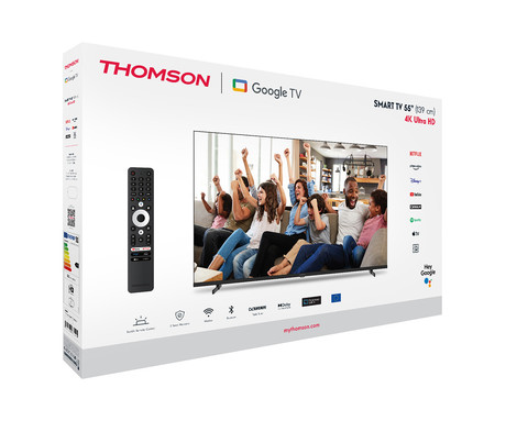 THOMSON 55UG4S14 LED TV sprejemnik, 139cm (55"), 4K UHD, Google TV, 60Hz, WiFi, Bluetooth, Dolby Audio, Google Assistant, Chromecast, Frameless oblika, pametni daljinec
