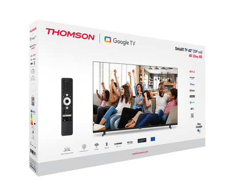 THOMSON 43UG4S14 LED TV sprejemnik, 109cm (43"), 4K UHD, Google TV, 60Hz, WiFi, Bluetooth, Dolby Audio, Google Assistant, Chromecast, Frameless oblika, pametni daljinec