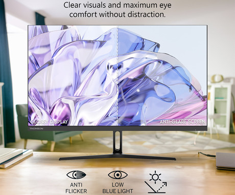 THOMSON M24FB2Y14 monitor, 61cm (24"), Full HD, 100Hz, IPS, 5ms, 250nit, 100% sRGB, HDR10, HDMI, VGA, višina, Adaptive Sync, Anti Glare / Flicker, Low Blue Light