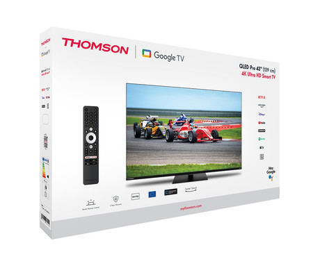 THOMSON 43QG7C14 QLED Pro TV sprejemnik, 109cm (43"), 4K UHD, Google TV, 144Hz, WiFi, Bluetooth, HDR10, Dolby Atmos, Dolby Vision, Google Assistant, Chromecast, vrtljivo stojalo, pametni daljinec