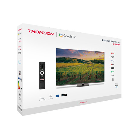 THOMSON 50QG5C14 QLED TV sprejemnik, 126cm (50"), 4K UHD, Google TV, WiFi, Bluetooth, HDR10, Dolby Atmos, Dolby Vision, Google Assistant, Chromecast, HOTEL Mode, vrtljivo stojalo, pametni daljinec