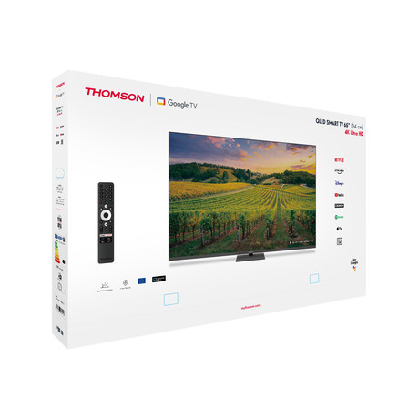 THOMSON 65QG5C14 QLED TV sprejemnik, 164cm (65"), 4K UHD, Google TV, WiFi, Bluetooth, HDR10, Dolby Atmos, Dolby Vision, Google Assistant, Chromecast, HOTEL Mode, vrtljivo stojalo, pametni daljinec