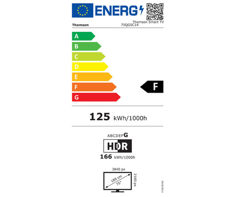 THOMSON 75QG5C14 QLED TV sprejemnik, 190cm (75"), 4K UHD, Google TV, WiFi, Bluetooth, HDR10, Dolby Atmos, Dolby Vision, Google Assistant, Chromecast, HOTEL Mode, vrtljivo stojalo, pametni daljinec