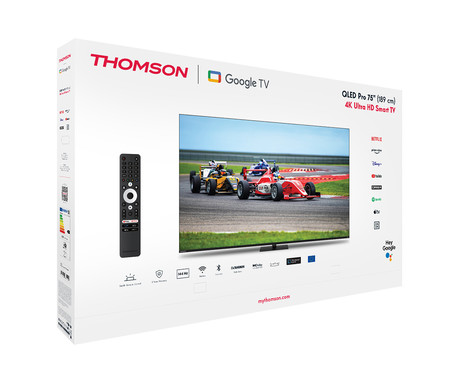 THOMSON 75QG7C14 QLED Pro TV sprejemnik, 190cm (75"), 4K UHD, Google TV, 144Hz, WiFi, Bluetooth, HDR10, Dolby Atmos, Dolby Vision, Google Assistant, Chromecast, vrtljivo stojalo, pametni daljinec