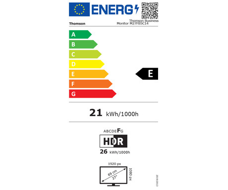 THOMSON M27FB5C14 monitor, 69cm (27"), Full HD, 100Hz, IPS, 5ms, 300nit, 110% sRGB, HDR10, HDMI, USB-C, AV-in, višina, vrtenje, nagibanje, Adaptive Sync, Anti Glare / Flicker, Low Blue Light, VRR