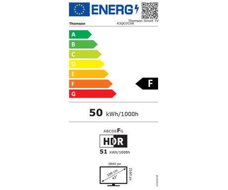 THOMSON 43QG7C04 QLED Pro TV sprejemnik, 109cm (43"), 4K UHD, Google TV, 144Hz, WiFi, Bluetooth, HDR10, Dolby Atmos, Dolby Vision, Google Assistant, Chromecast, vrtljivo stojalo, pametni daljinec