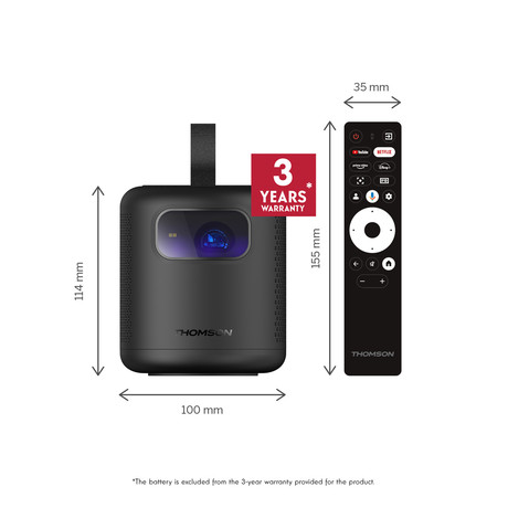 THOMSON VEGA PG35B projektor, 4K UHD, Google TV, pametni daljinec, črn (Premium Black)